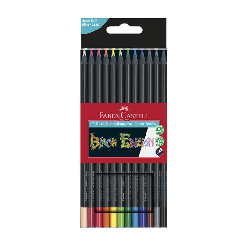 CRAYONS COULEURS BLACK EDITION NEON + PASTELS X 12 FABER CASTELL