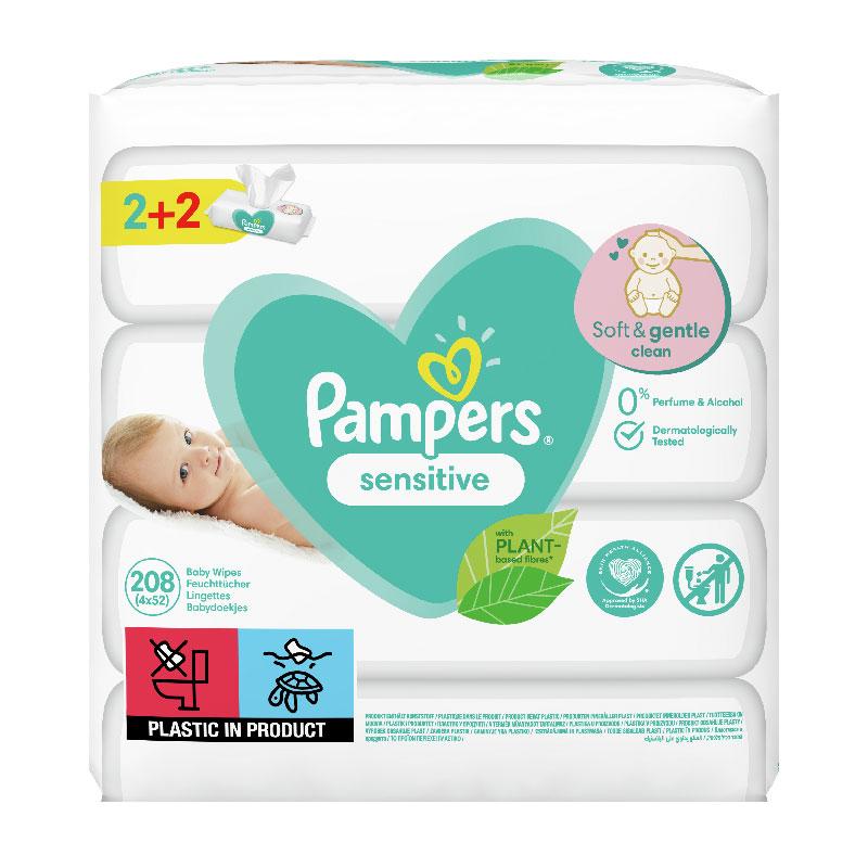 Pampers Sensitive 2+2 Free 4x52 Pieces