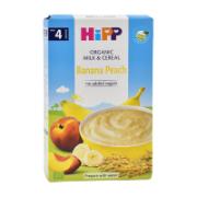 Hipp Βιολογική Παιδική Κρέμα Δημητριακών με Γάλα Μπανάνα-Ροδάκινο 4+ μηνών 250 g 