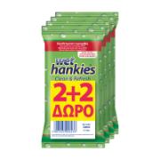 Wet Hankies Αντιβακτηριδιακά Υγρομάντηλα Χεριών με Άρωμα Λεμόνι 2x15 Τεμάχια 2+2 Δώρο