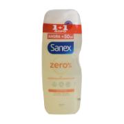Sanex Zero% Αφρόλουτρο για Ξυρό Δέρμα 600 ml 1+1 Δώρο