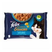 Felix Πλήρης Τροφή για Ενήλικες Γάτες Σακουλάκι με Ποικιλία Ψαριών (2x Σολομό 2x Σαρδέλα) 4x85 g