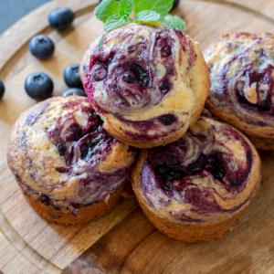 Healthy muffins with cottage cheese and blueberries