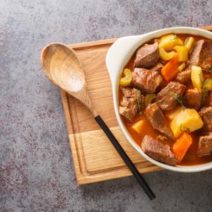 Winter meat soup with vegetables