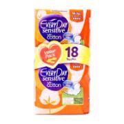 Every Day Sensitive Sanitary Pads with Cotton Mini Ultra Plus Value Pack 18 Pieces 