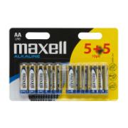 Maxell Alkaline Batteries AA LR6 5+5 Pieces Free