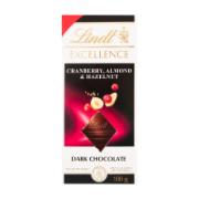 Lindt Excellence Cranberry, Almond & Hazelnut Dark Chocolate 100 g