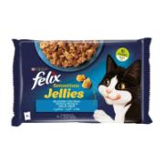 Felix Πλήρης Τροφή για Ενήλικες Γάτες Σακουλάκι με Ποικιλία Ψαριών (2x Σολομό 2x Πέστροφα) 4x85 g