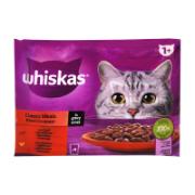 Whiskas Complete Adult Wet Cat Food Beef & Chicken Gravy Sause 4x85 g