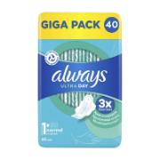 Always Ultra Day Scented Sanitary Pads with Wings Size 1 Giga Pack 40 Pieces 